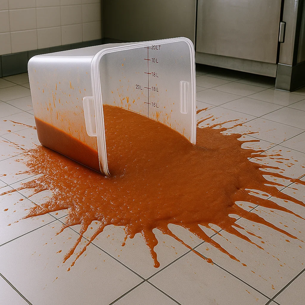 accidental spilling of the gravy across the kitchen floor.