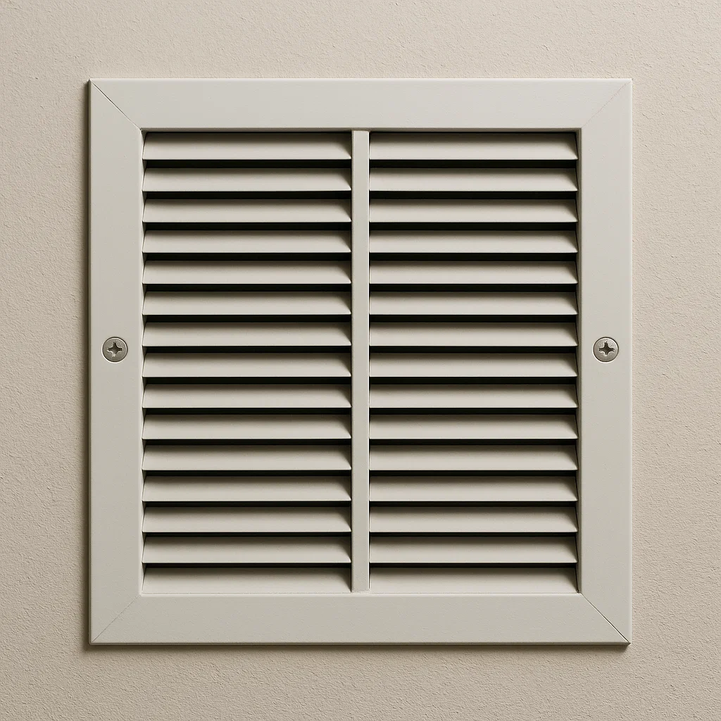 Close‑up of supply register with light dust ring