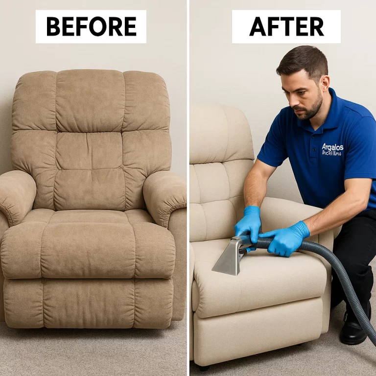 Angelo's Hard Floor & Duct Cleaning side by side recliner cleaning results