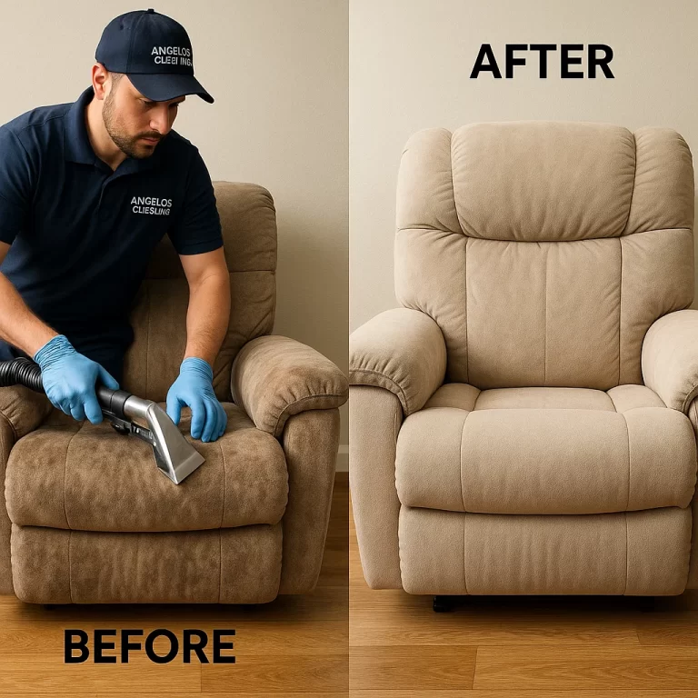 Angelo's Hard Floor & Duct Cleaning hygienic clean recliner before and after