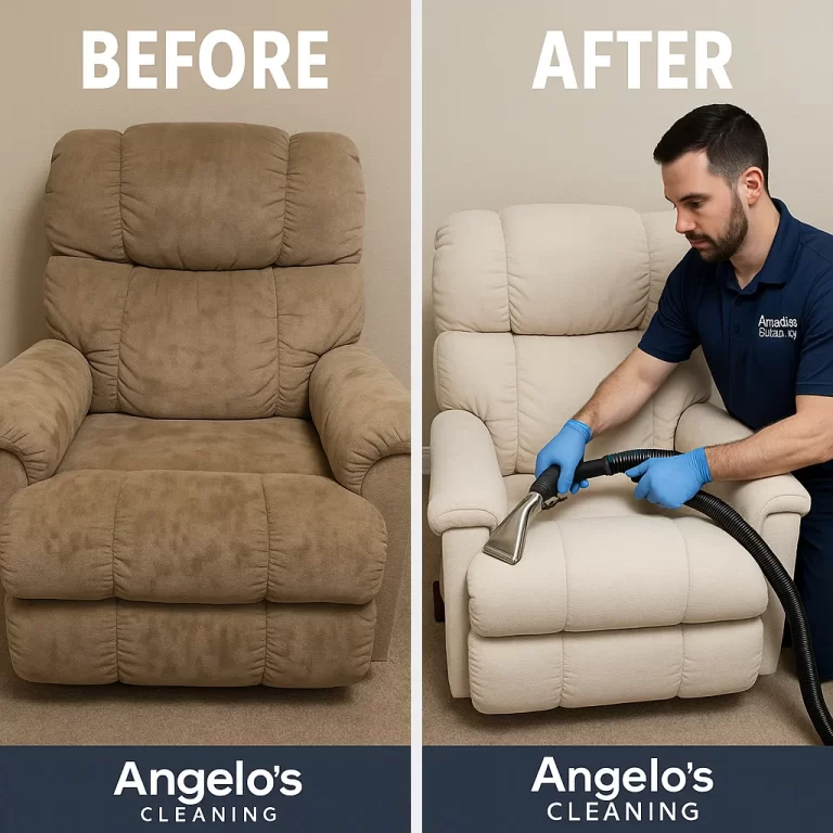 Angelo's Hard Floor & Duct Cleaning careful cleaning recliner before and after