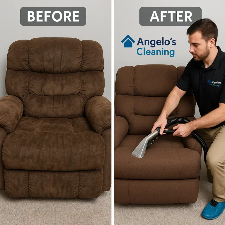 Angelo's Hard Floor & Duct Cleaning fresher look recliner before and after