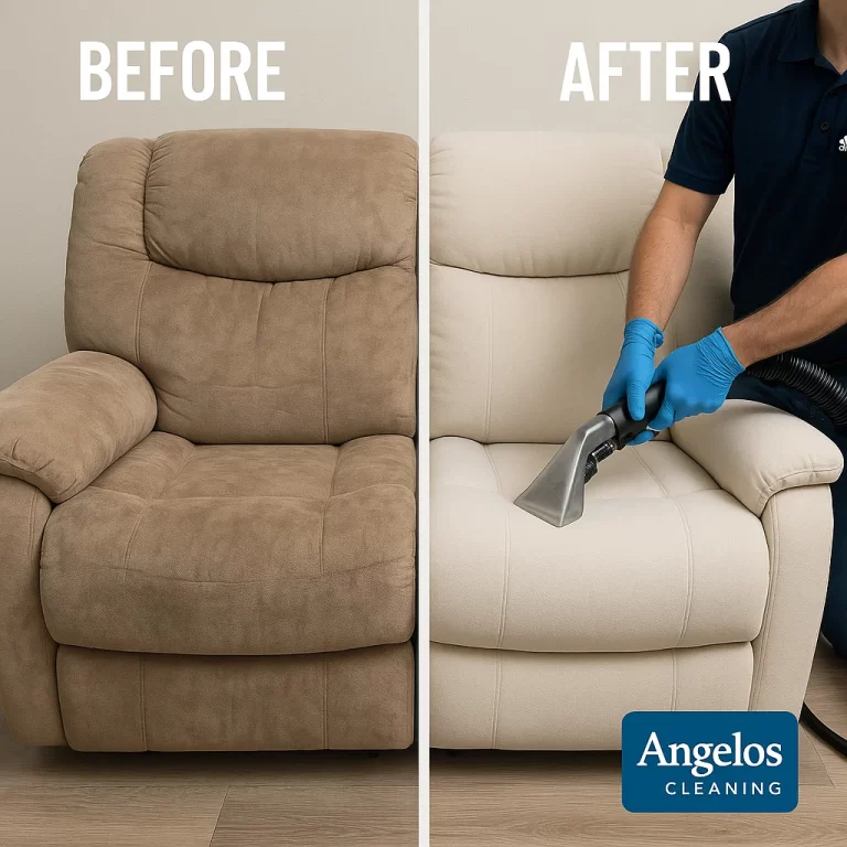 Angelo's Hard Floor & Duct Cleaning fabric care improvement recliner before and after