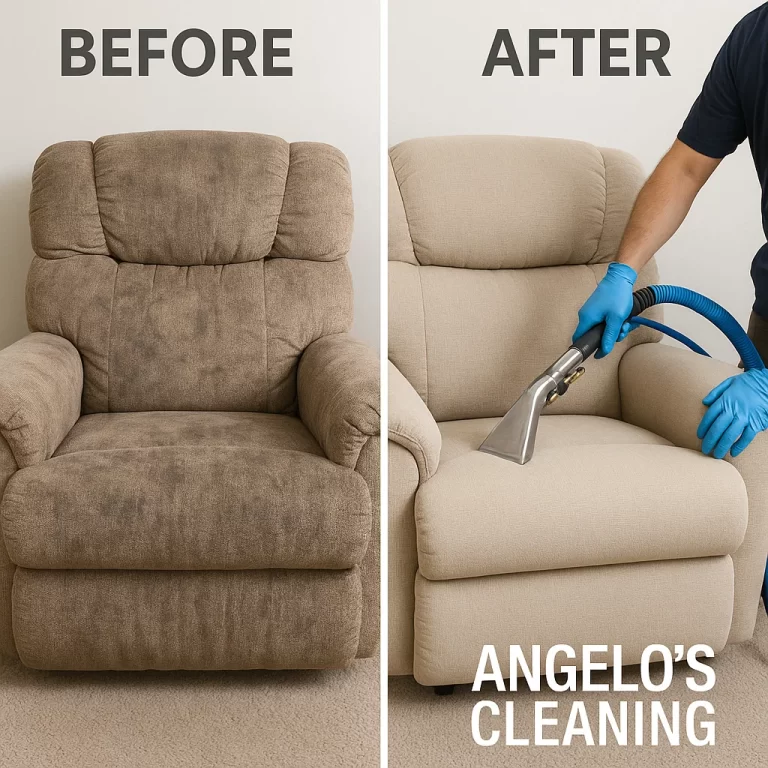Angelo's Hard Floor & Duct Cleaning clean finish recliner before and after