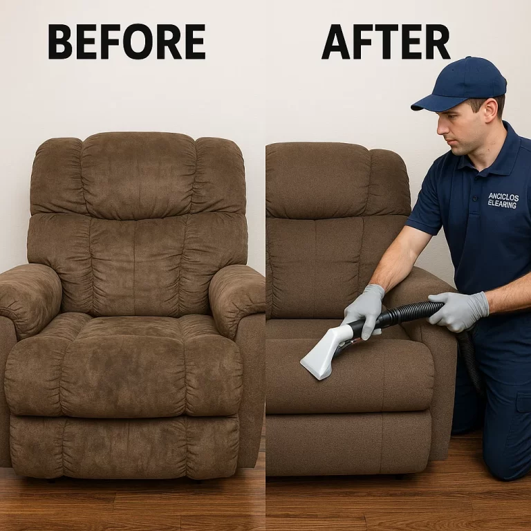 Angelo's Hard Floor & Duct Cleaning renewed recliner before and after