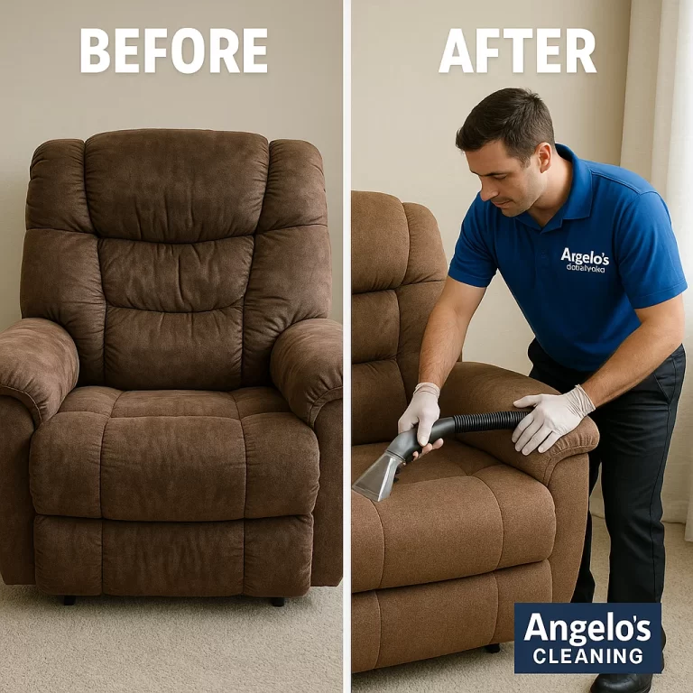 Angelo's Hard Floor & Duct Cleaning upholstery clarity recliner before and after
