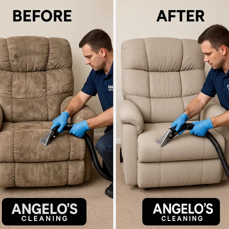 Angelo's Hard Floor & Duct Cleaning bright clean look recliner before and after