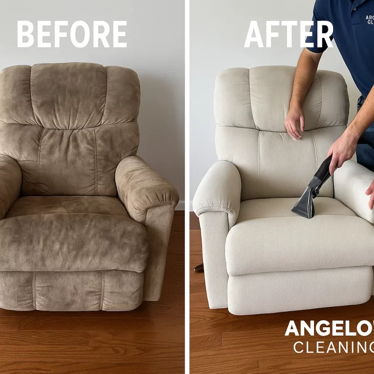 Angelo's Hard Floor & Duct Cleaning renewed comfort recliner before and after