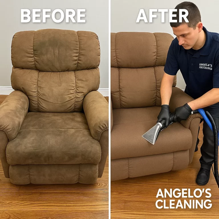 Angelo's Hard Floor & Duct Cleaning enhanced appearance recliner before and after