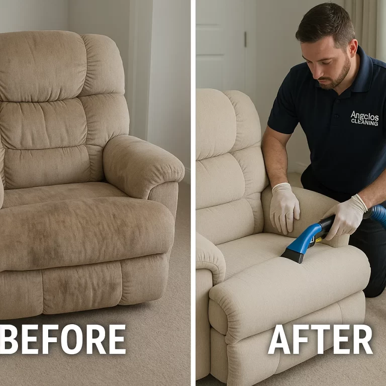 Angelo's Hard Floor & Duct Cleaning proven clean recliner before and after