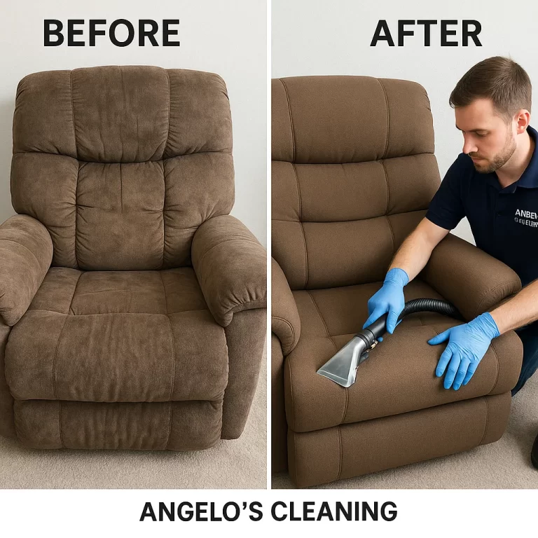 Angelo's Hard Floor & Duct Cleaning careful results recliner before and after