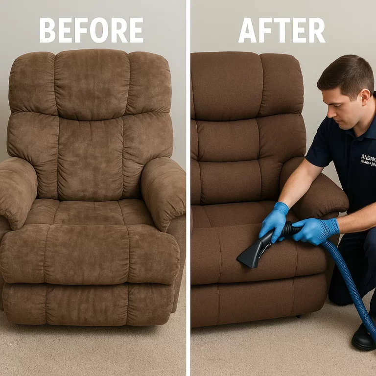 Angelo's Hard Floor & Duct Cleaning cleaner brighter fabric recliner before and after