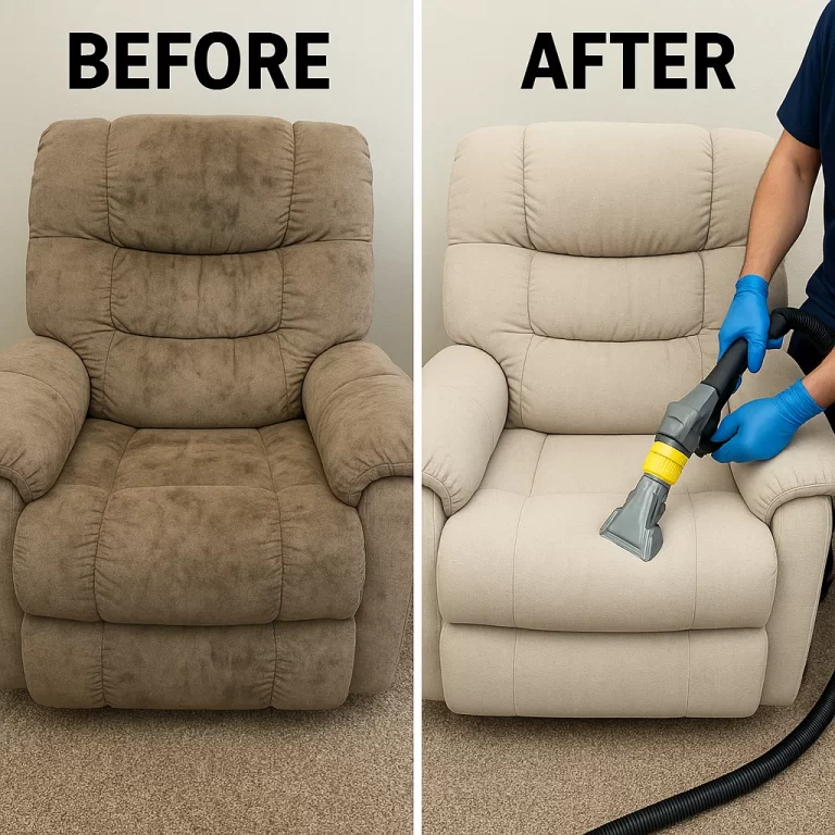 Angelo's Hard Floor & Duct Cleaning surface renewal recliner before and after