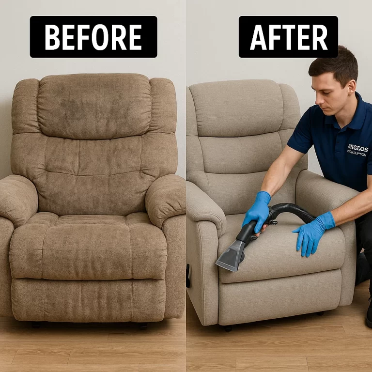 Angelo's Hard Floor & Duct Cleaning confident results recliner before and after