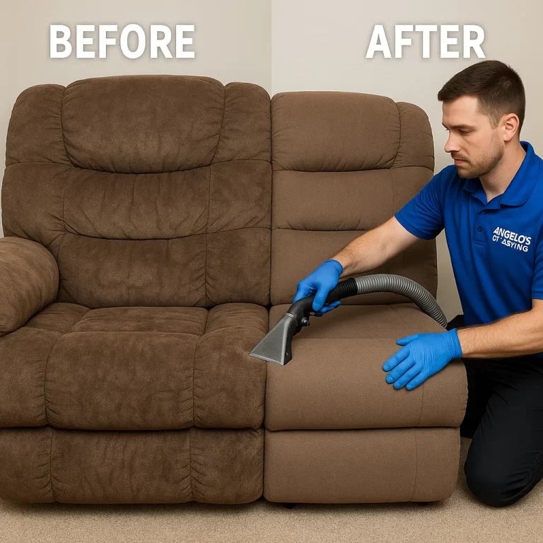 Angelo's Hard Floor & Duct Cleaning better looking upholstery recliner before and after