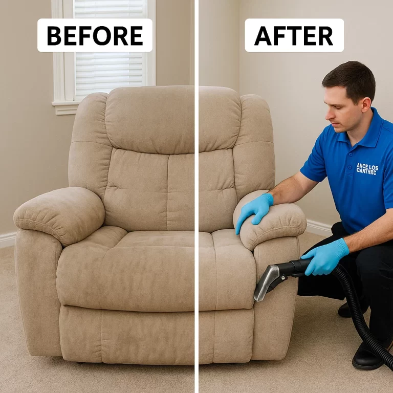 Angelo's Hard Floor & Duct Cleaning quality results recliner before and after