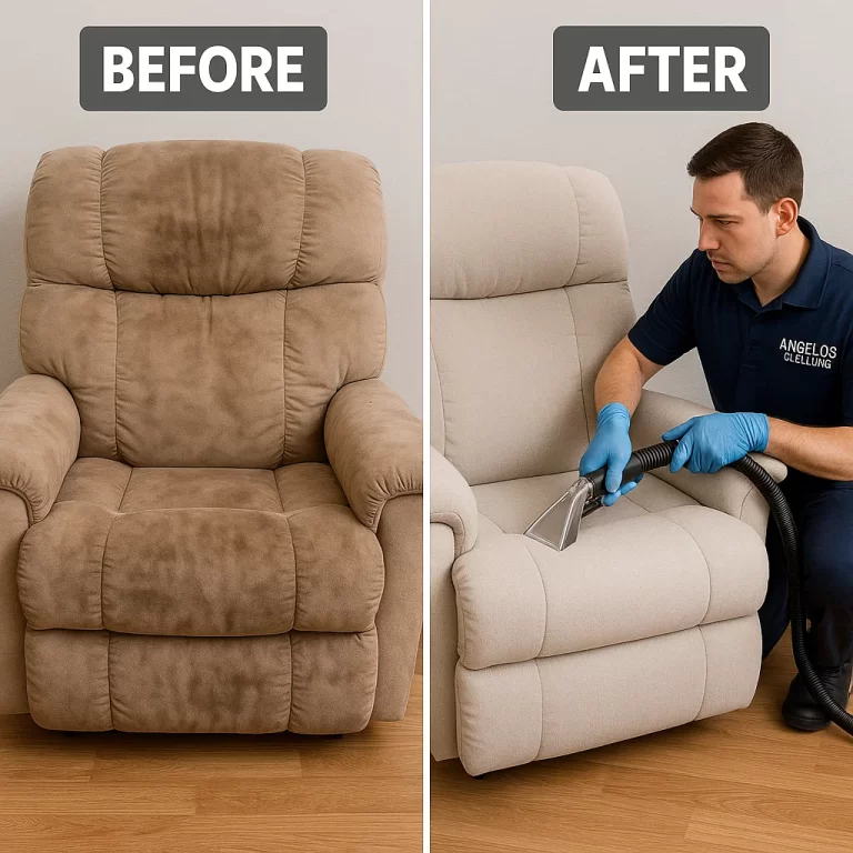 Angelo's Hard Floor & Duct Cleaning improved seating freshness recliner before and after