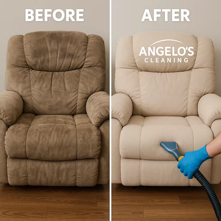 Angelo's Hard Floor & Duct Cleaning clear improvement recliner before and after