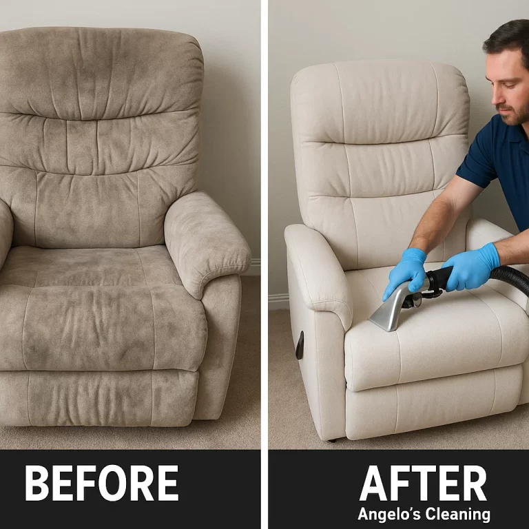 Angelo's Hard Floor & Duct Cleaning trusted clean results recliner before and after