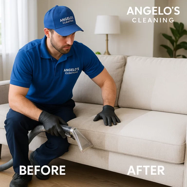 Professional sofa cleaning — enzyme pre-spray and hot-water extraction