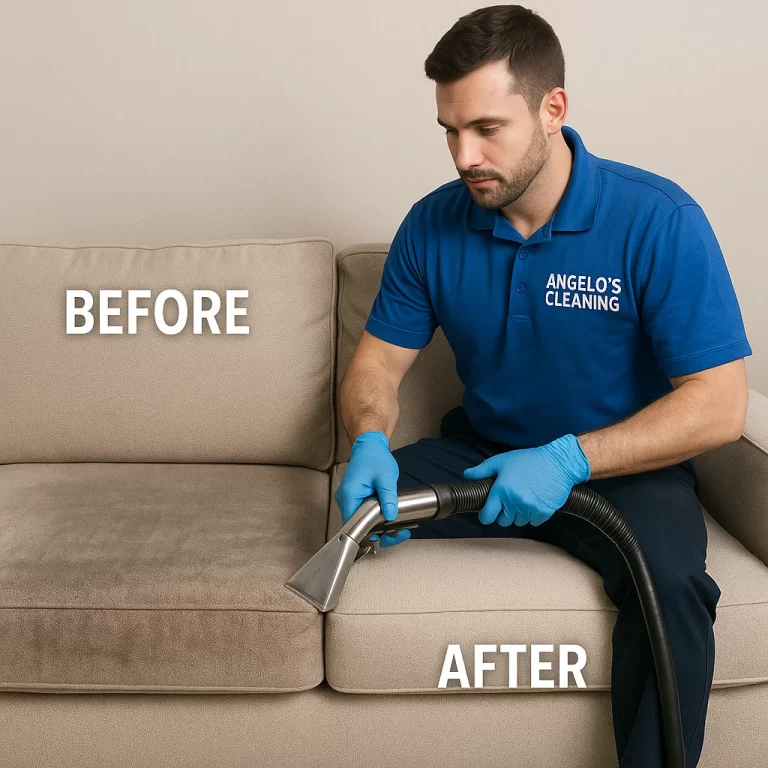 Before & after sofa cleaning — odor source thoroughly treated