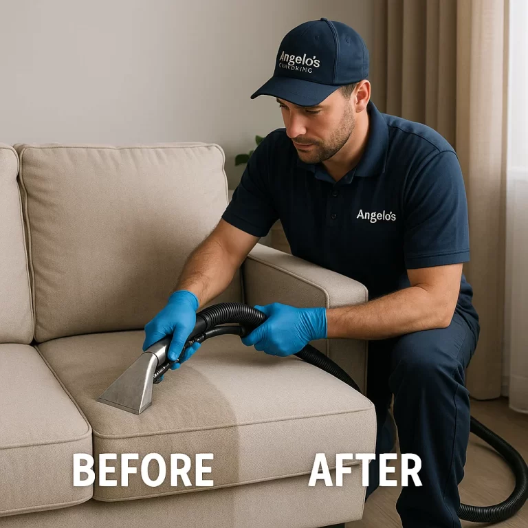 Before & after sofa cleaning — allergen reduction demonstrated