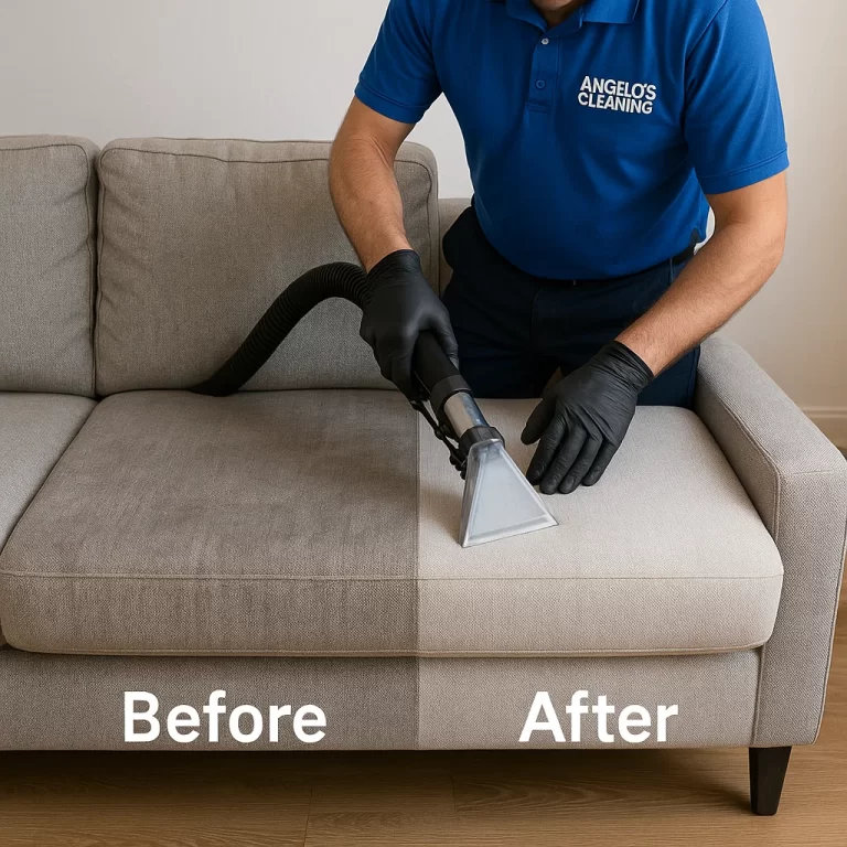 Before & after sofa cleaning — cushion rings disappeared