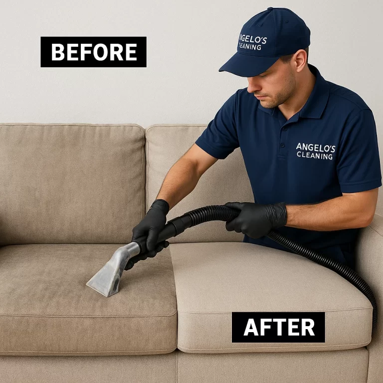 Professional sofa cleaning — careful temperature-safe rinse