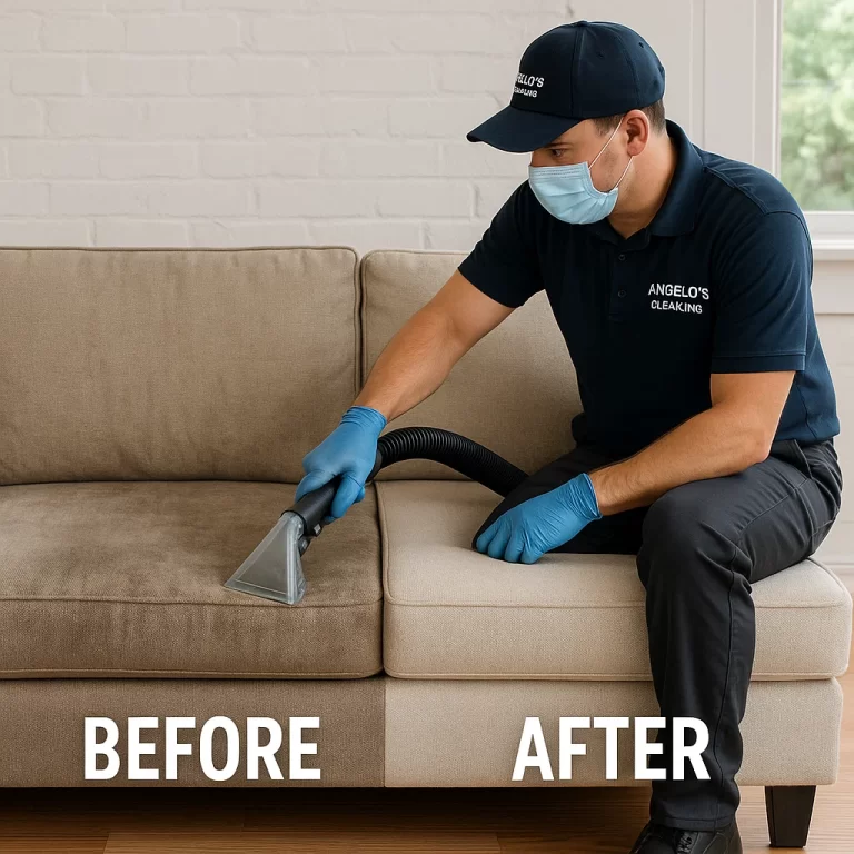 Before & after sofa cleaning — pet accident treated thoroughly