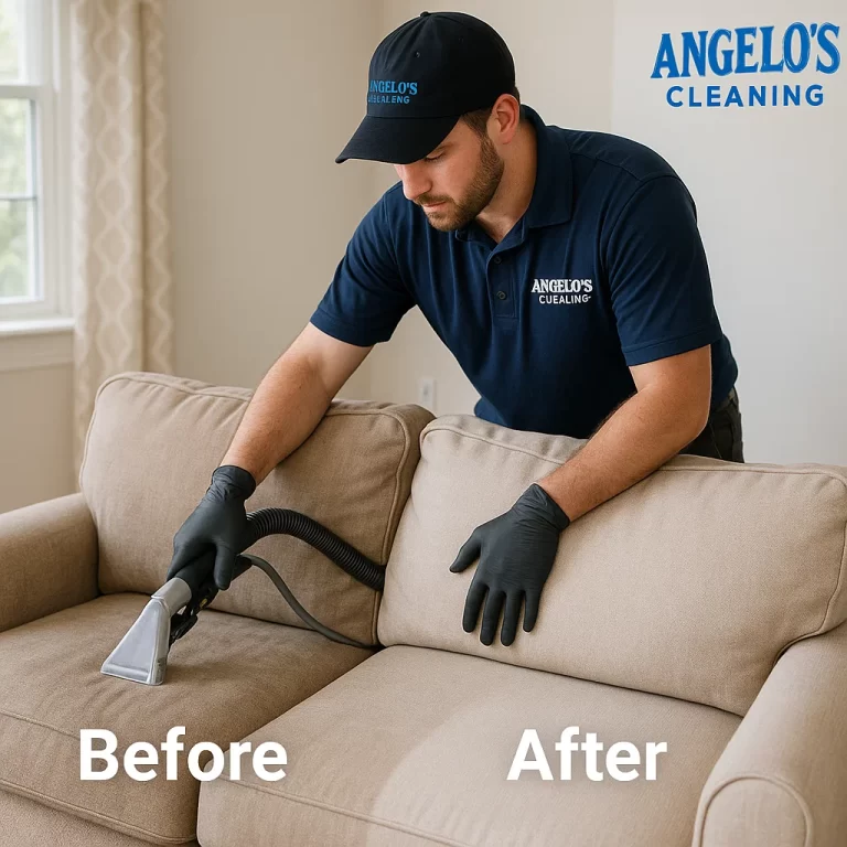 Before & after sofa cleaning — high-touch zones sanitized