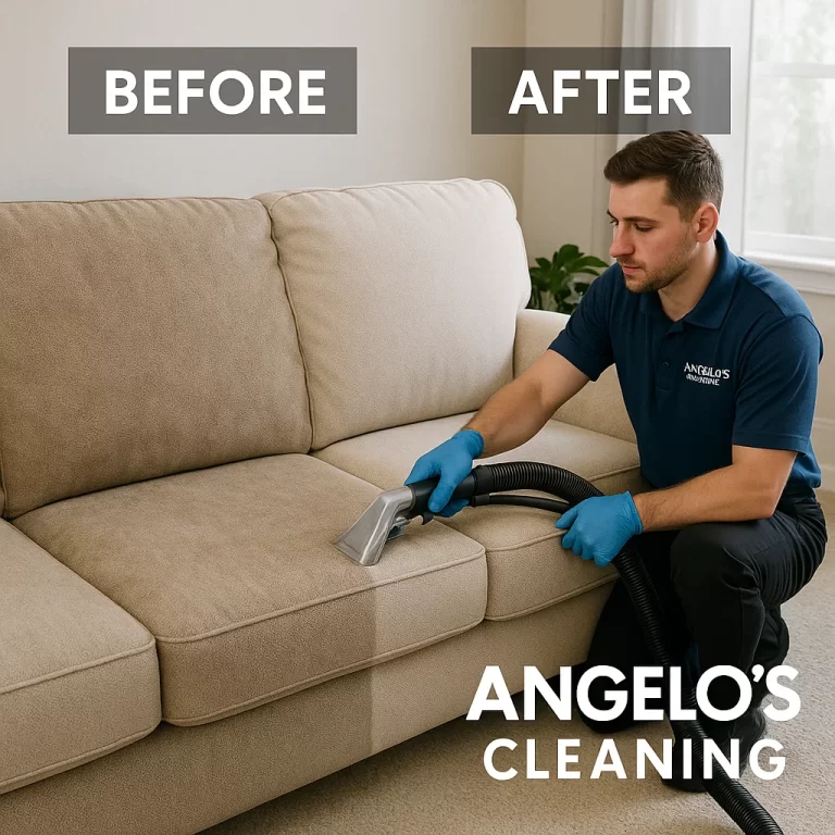Professional sofa cleaning — careful