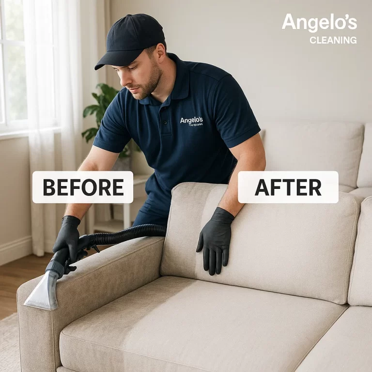 Professional sofa cleaning — detail work in seams and welts