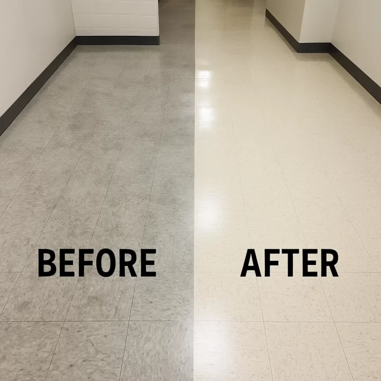 Before and after composite floor cleaning — training room