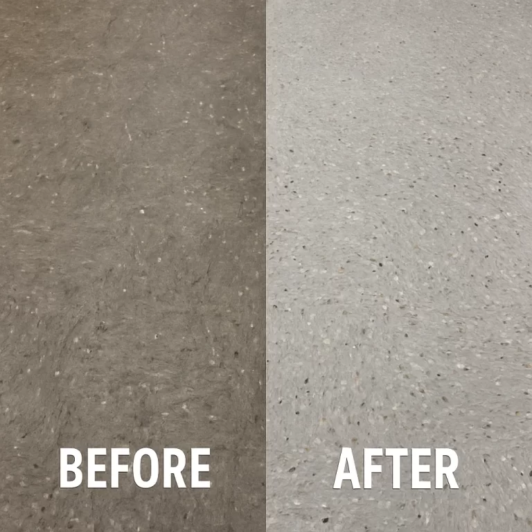 Before and after composite floor cleaning — coworking space