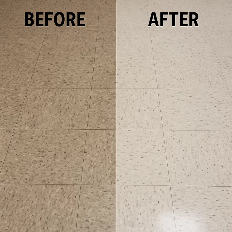 Before and after composite floor cleaning — classroom entry