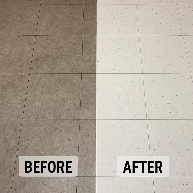 Before and after composite floor cleaning — teacher lounge