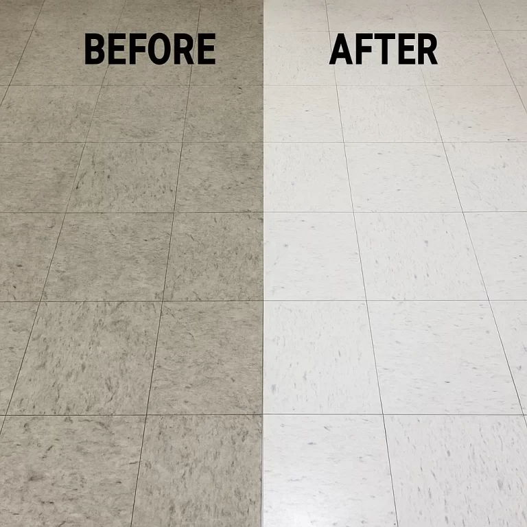 Before and after composite floor cleaning — triage area