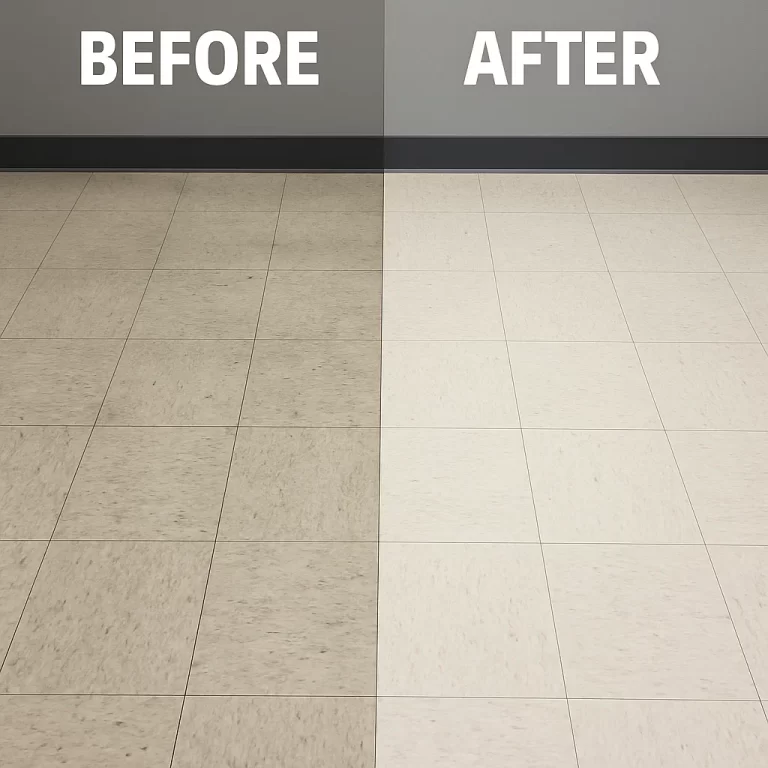 Before and after composite floor cleaning — outpatient wing