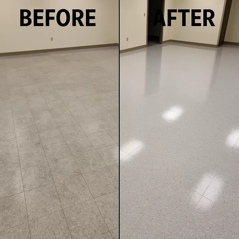 Before and after composite floor cleaning — optometry office