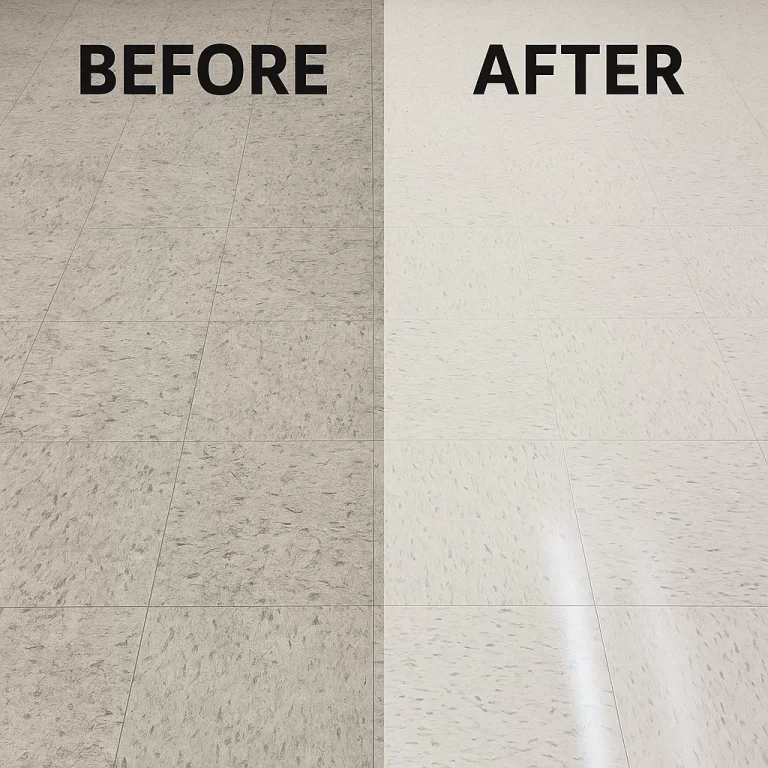 Before and after composite floor cleaning — visitor center