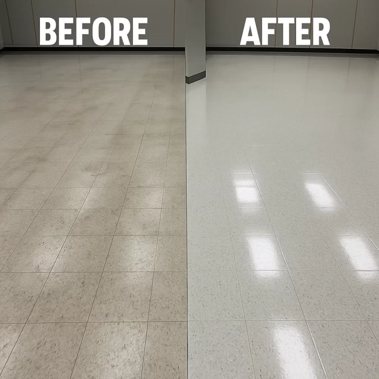 Before and after composite floor cleaning — post office lobby
