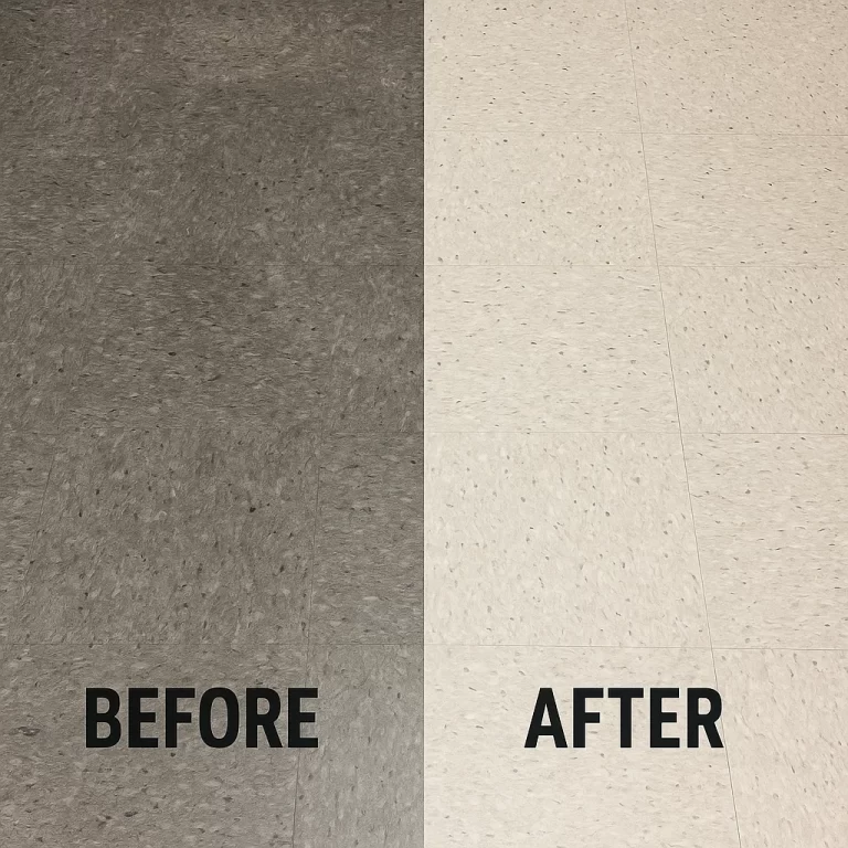 Before and after composite floor cleaning — EMS station