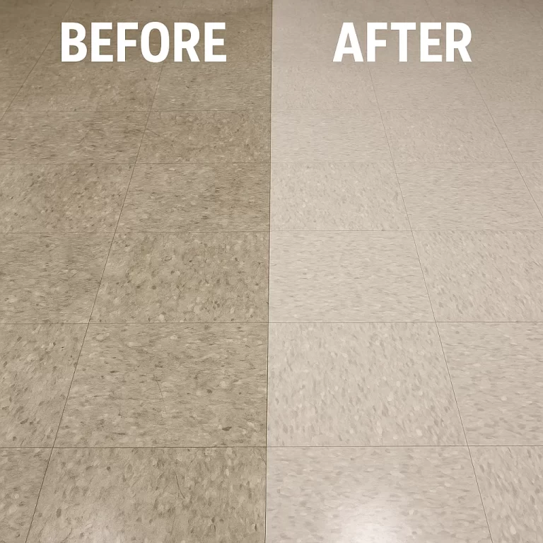 Before and after composite floor cleaning — licensing office