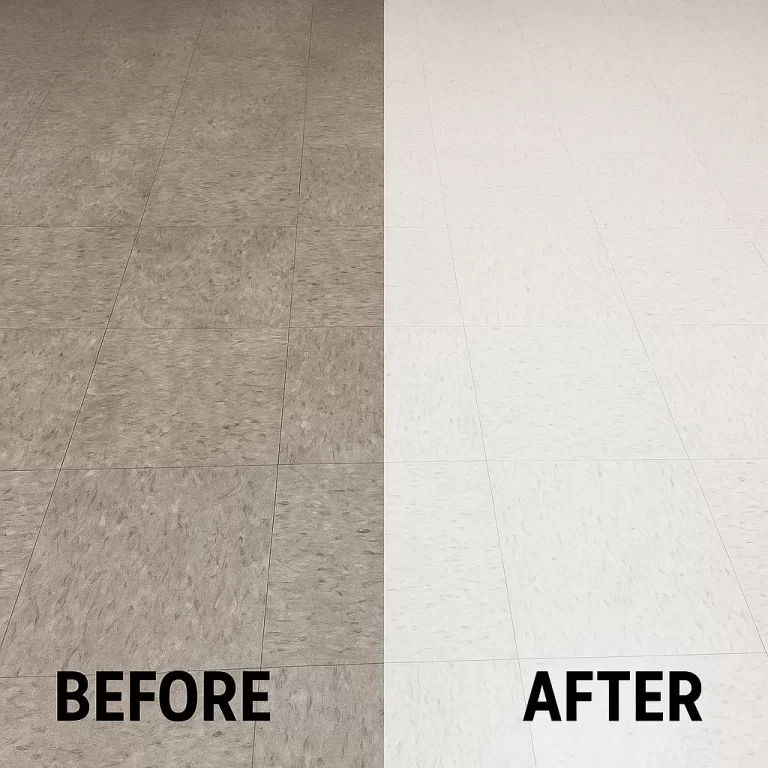 Before and after composite floor cleaning — ferry terminal