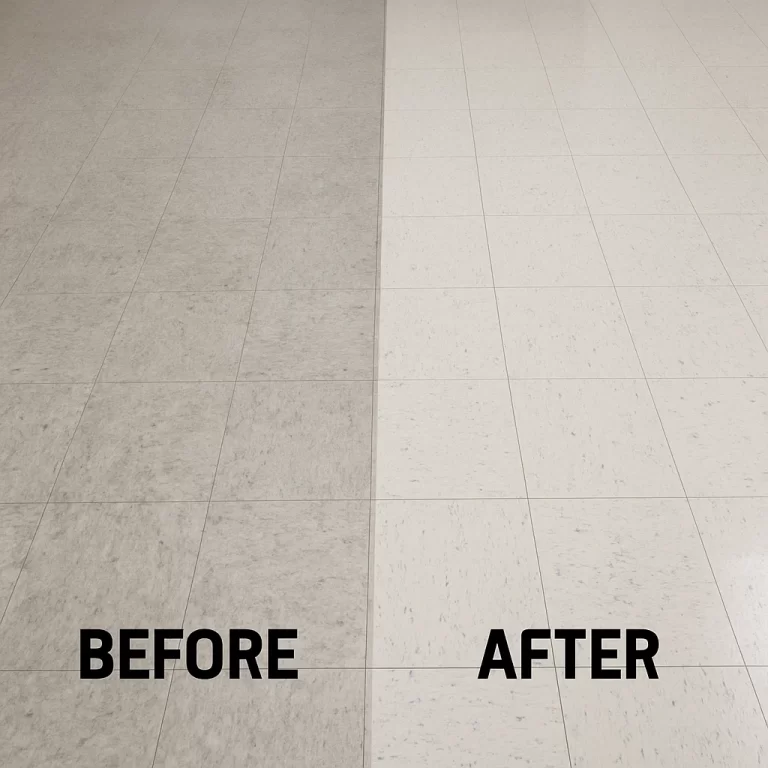 Before and after composite floor cleaning — convention foyer