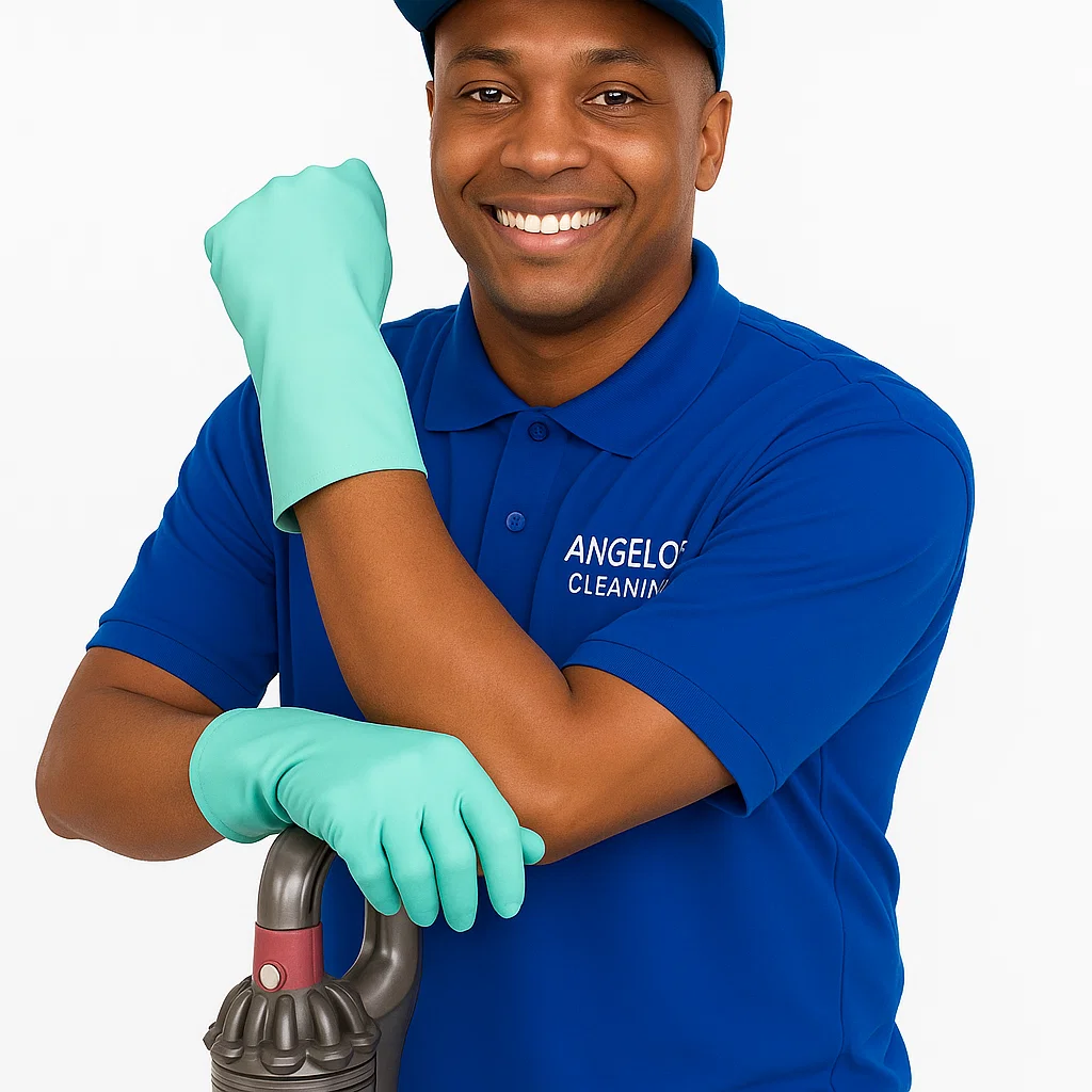 Professional hardwood cleaning equipment in action