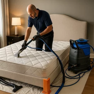Fabric-safe mattress cleaning care by Angelo's Cleaning