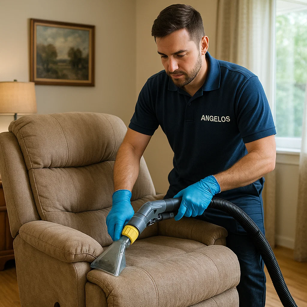 Angelo's Hard Floor & Duct Cleaning deep recliner upholstery cleaning