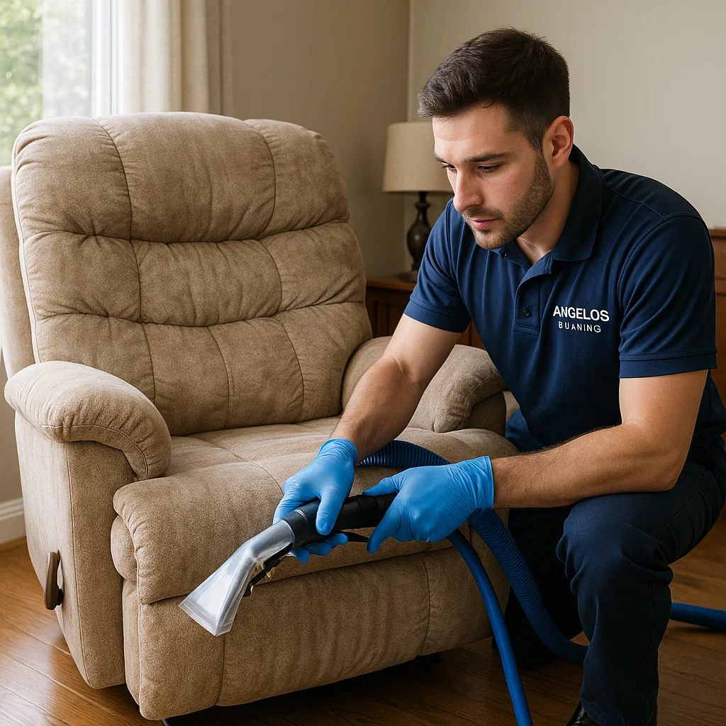 Angelo's Hard Floor & Duct Cleaning detailed cleaning of a recliner