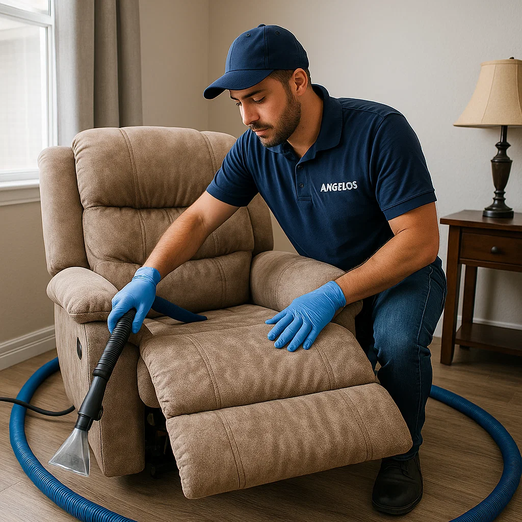 Angelo's Hard Floor & Duct Cleaning recliner stain removal service